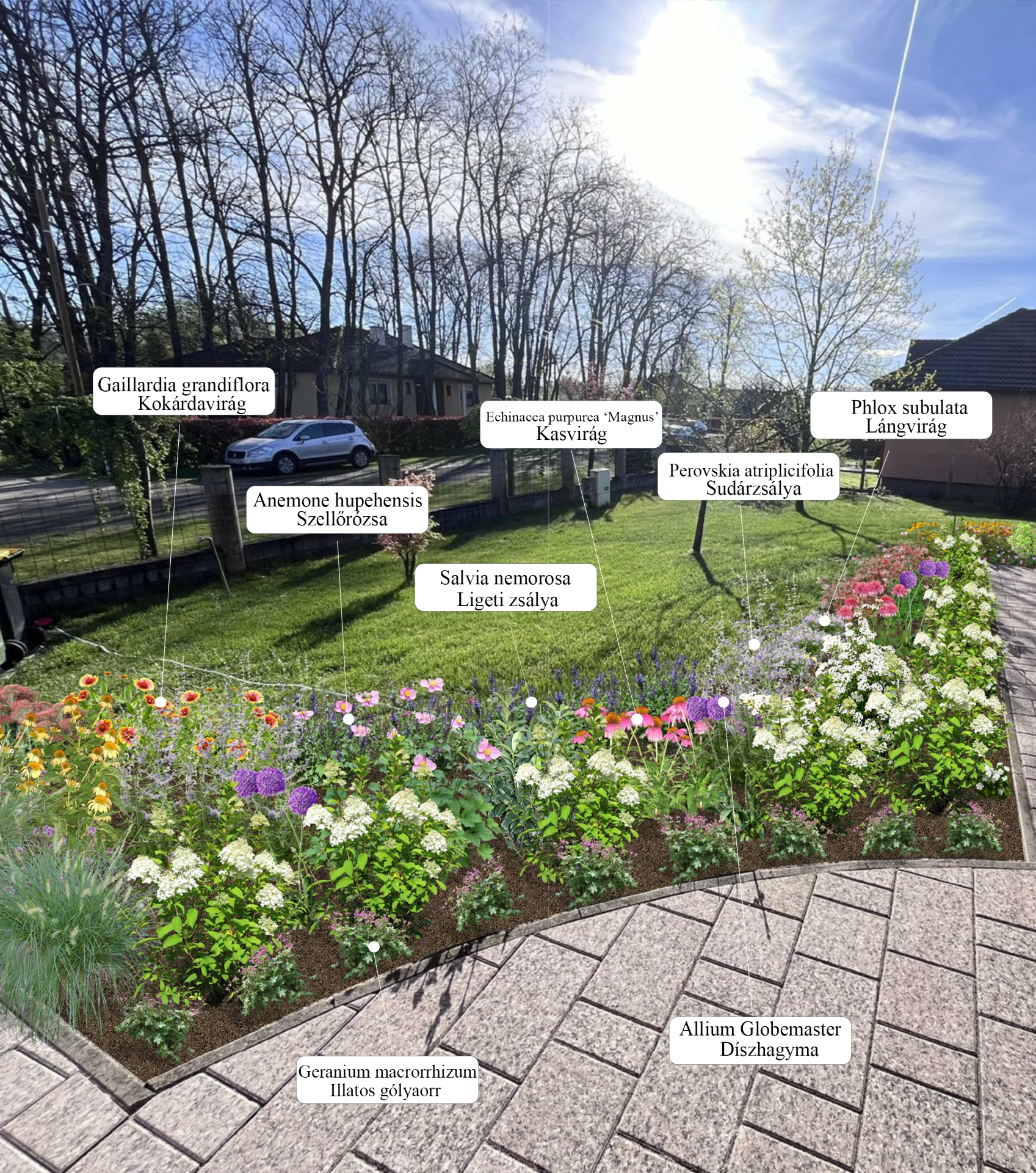 Hernádon családi ház évelőágyásának újra gondolásae