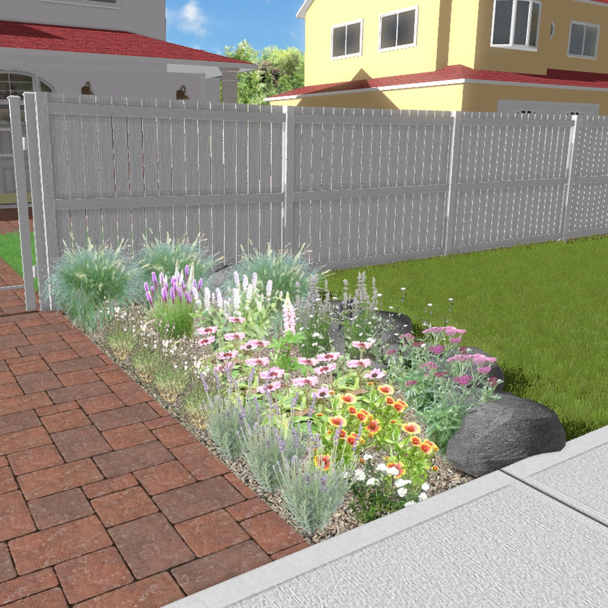 Kerítés előtti évelőágyás, Budapest