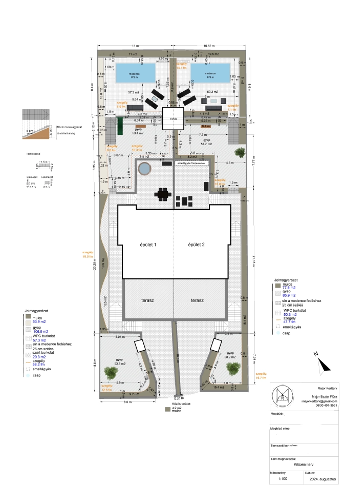 Ikerház mindkét kertjének tervezése, Pilisborosjenő